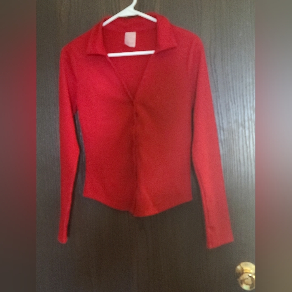 Red Button up Blouse